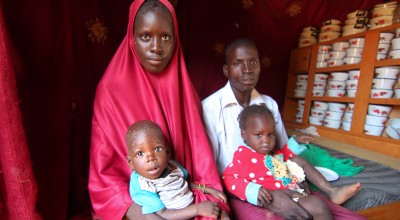 Nadiya pictured with her partner and two children