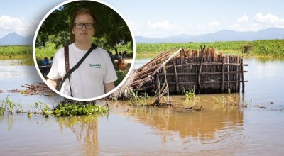 A scene of devastation in Malawi after Cyclone Idai and Gavin Douglas (inset). Photo: Concern Worldwide