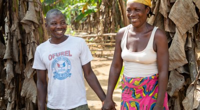 Rebecca Dolley with her husband Jeremiah in Nakai Town. The couple have four children together. Photo: Gavin Douglas / Concern Worldwide