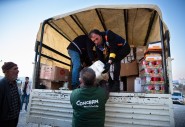A distribution of food and other essential items to Sarıgül village in Adıyaman district, Turkey.